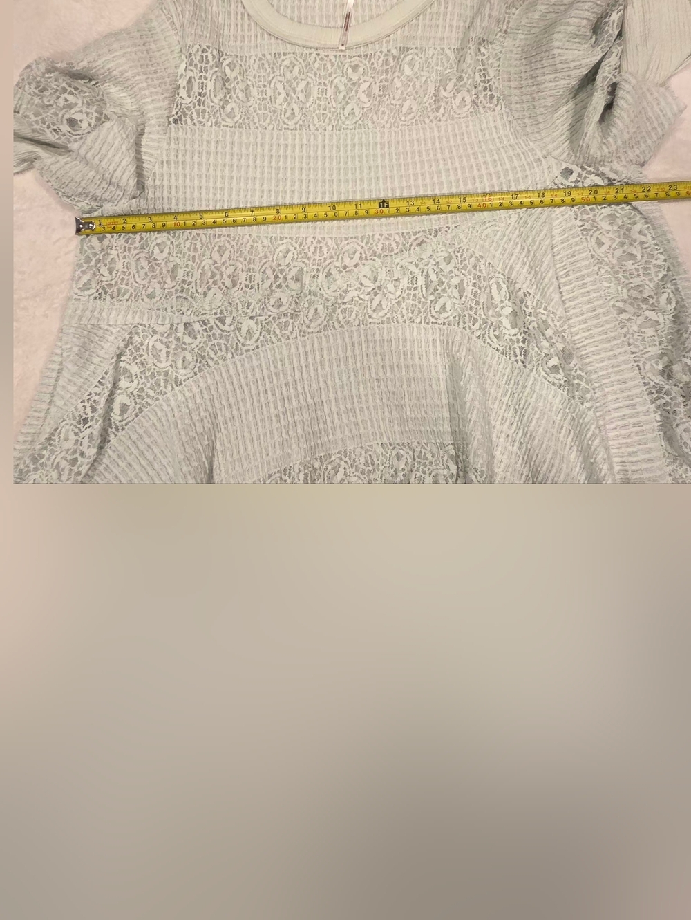 Free People Lace Stripe Knit Peplum    Top - Light Mint Size M. - Picture 13 of 16